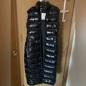 Brand New Zara Faux Leather Puffer Vest (Long) Size Small NWT